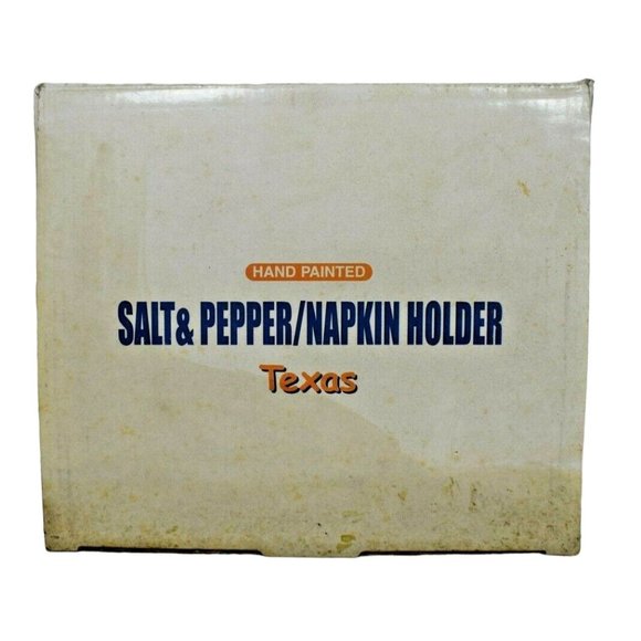 Clay Art Texas Flag Salt and Pepper with Napkin Holder Set Hand Painted - Picture 8 of 11